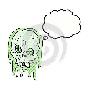 cartoon slimy skull with thought bubble