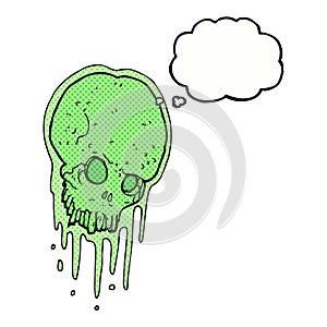 cartoon slimy skull with thought bubble