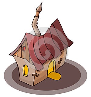 Cartoon Small House, Vector Illustration