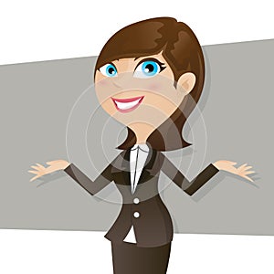 Cartoon smart girl in business form