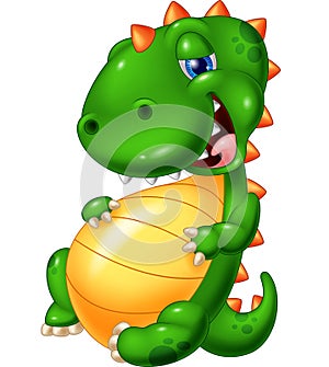 Cartoon smile dinosaur glut eating