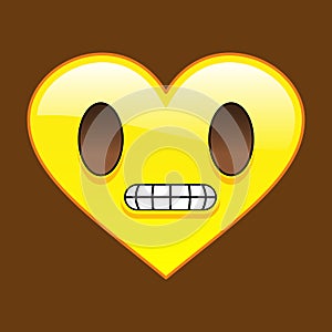 Cartoon smile in the shape of a heart, chat, icon. Gritting teeth, angry. Vector