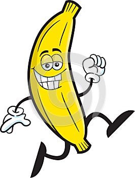 Cartoon smiling banana running.