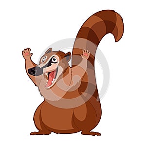 Cartoon smiling Coati