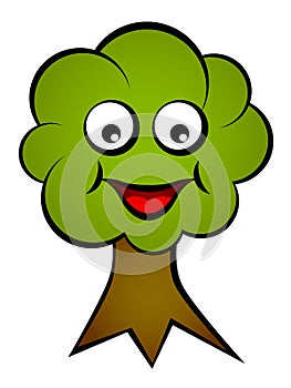 Cartoon smiling face tree