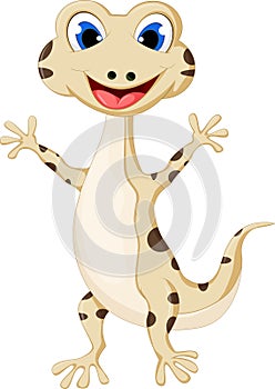 Cartoon smiling gecko for you design