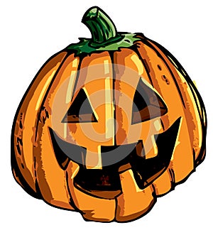 Cartoon of smiling halloween carved pumpkin