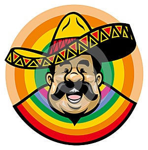 Cartoon of smiling mexican man with sombrero photo