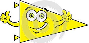 Cartoon smiling pennant giving thumbs up.