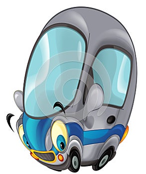 Cartoon smiling police on white background car illustration