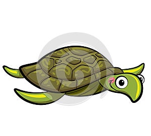 Cartoon smiling sea turtle