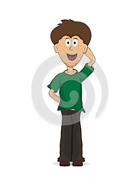 Cartoon Smiling shy guy