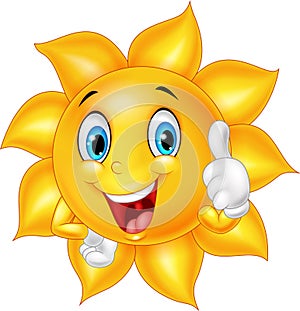 Cartoon smiling sun giving thumb up