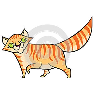 Cartoon smiling tabby cat