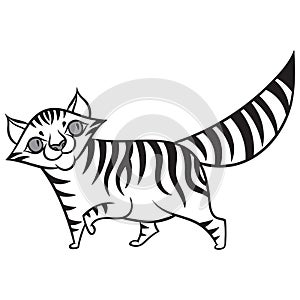 Cartoon smiling tabby cat