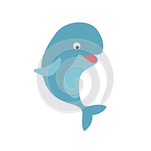 Cartoon smiling whale. Marine life animals. Template for stickers, baby shower, greeting cards and invitation.