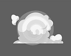 Cartoon smoke cloud. Comic stem effect. Vector fog silhouette set