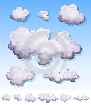 Cartoon Smoke, Fog And Clouds Set