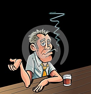 Cartoon smoker sitting at a bar