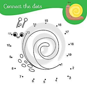 Cartoon snail. Connect the dots. Dot to dot by numbers activity for kids and toddlers. Children educational game