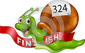 Cartoon snail crosses the finish line alone as winner