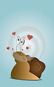Cartoon snail is in love