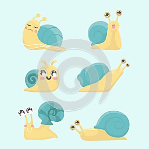 Cartoon snail set.