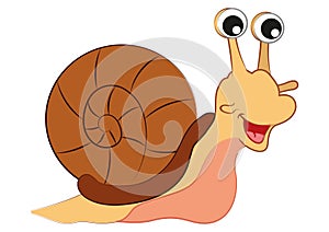 Vector snail cartoon character isolated on white background