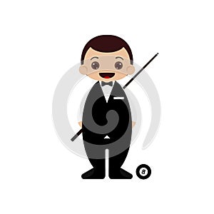 Cartoon snooker player illustration