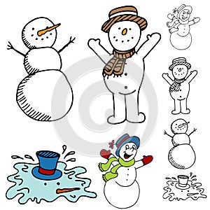 Cartoon Snowman Set