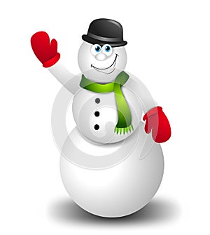 Cartoon Snowman Waving