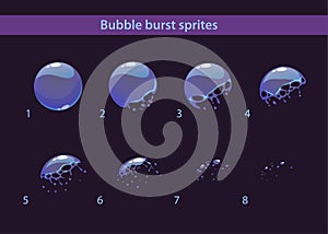 Cartoon soap bubble burst sprites