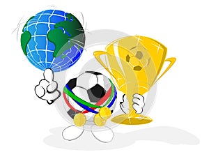 Cartoon soccer ball the champion