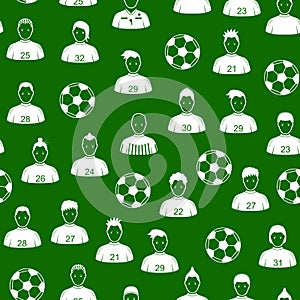 Cartoon Soccer Players and Ball Seamless Pattern Background . Vector