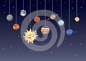 Cartoon solar system planets. Astronomical observatory small planet pluto, venus mercury neptune uranus