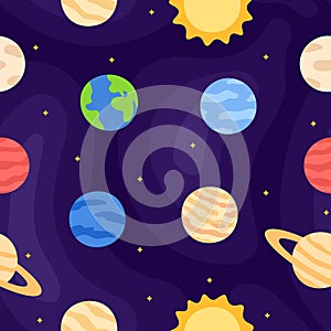 cartoon solar system with Solar system planets