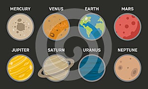 Cartoon solar system vector planets