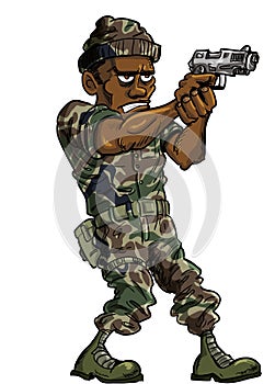 Cartoon soldier with a hand gun