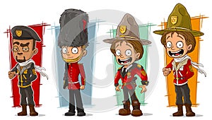 Cartoon soldier and rangers character vector set