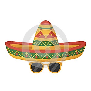 Cartoon Sombrero and Sunglasses: Mexican Fiesta Element Generative AI photo