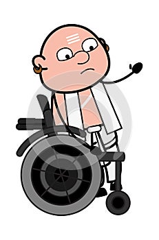 Cartoon South Indian Pandit on Wheel Chair