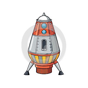 Cartoon Space Capsule Illustration on White Background