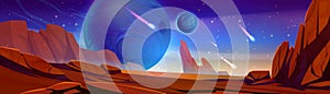 Cartoon space planet sky game vector background