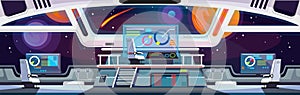 Cartoon spaceship interior design. Vector illustration