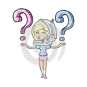 cartoon spacewoman asking questions