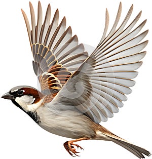 Cartoon sparrow bird expressing emotions in exaggerated style. photo