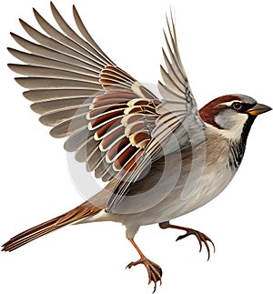 Cartoon sparrow bird expressing emotions in exaggerated style. photo