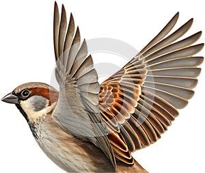 Cartoon sparrow bird expressing emotions in exaggerated style. photo