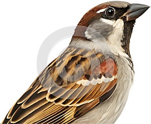 Cartoon sparrow bird expressing emotions in exaggerated style. photo