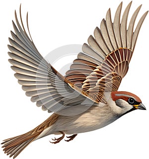 Cartoon sparrow bird expressing emotions in exaggerated style. photo